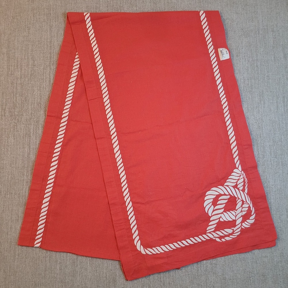 Williams Sonoma Table Runner 16" X 108" Rope‎ Knot Coral Color Nautical READ